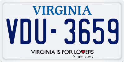 VA license plate VDU3659
