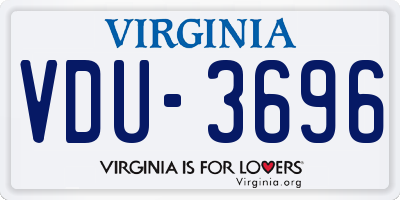 VA license plate VDU3696