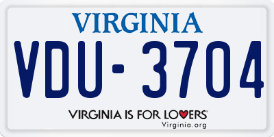 VA license plate VDU3704