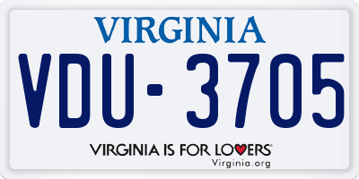 VA license plate VDU3705