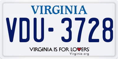 VA license plate VDU3728
