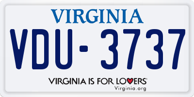 VA license plate VDU3737