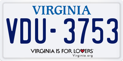VA license plate VDU3753