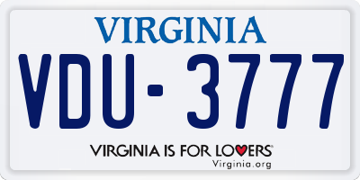 VA license plate VDU3777