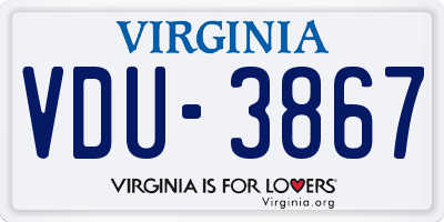 VA license plate VDU3867