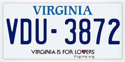 VA license plate VDU3872