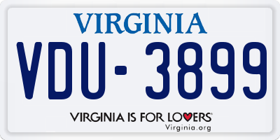 VA license plate VDU3899
