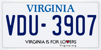 VA license plate VDU3907