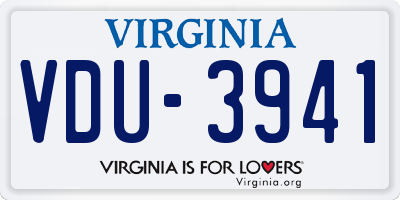 VA license plate VDU3941