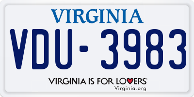 VA license plate VDU3983