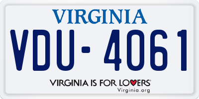 VA license plate VDU4061