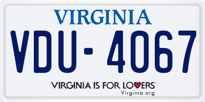 VA license plate VDU4067