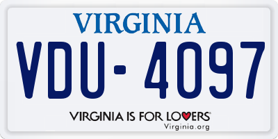 VA license plate VDU4097