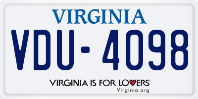 VA license plate VDU4098