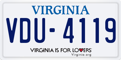 VA license plate VDU4119