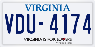 VA license plate VDU4174