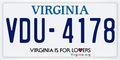 VA license plate VDU4178