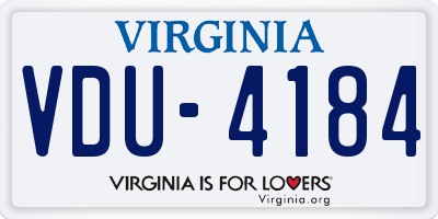 VA license plate VDU4184