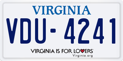 VA license plate VDU4241