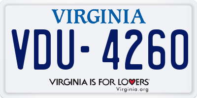 VA license plate VDU4260