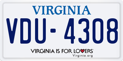 VA license plate VDU4308