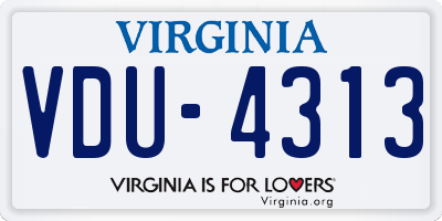VA license plate VDU4313
