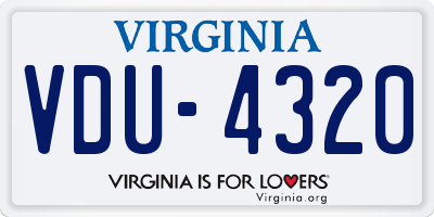VA license plate VDU4320