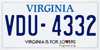 VA license plate VDU4332