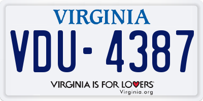 VA license plate VDU4387