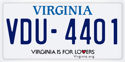 VA license plate VDU4401
