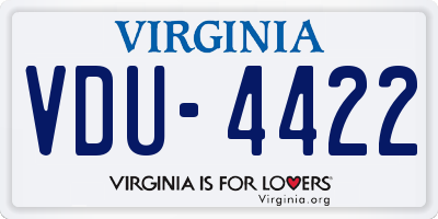 VA license plate VDU4422