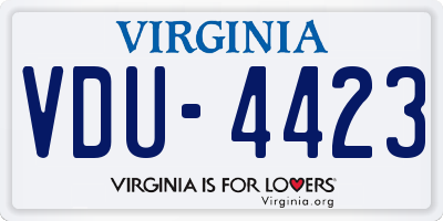 VA license plate VDU4423