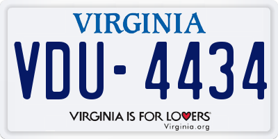 VA license plate VDU4434