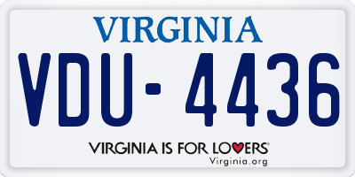 VA license plate VDU4436