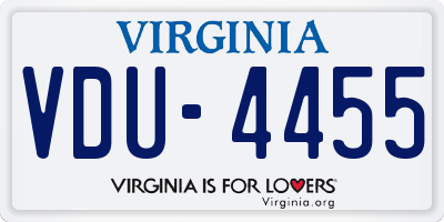 VA license plate VDU4455