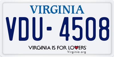 VA license plate VDU4508
