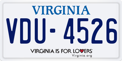 VA license plate VDU4526