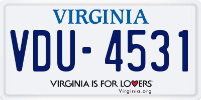 VA license plate VDU4531
