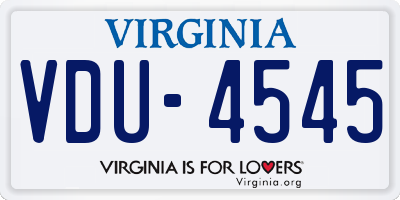VA license plate VDU4545