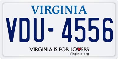 VA license plate VDU4556