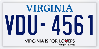 VA license plate VDU4561