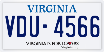 VA license plate VDU4566