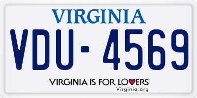 VA license plate VDU4569
