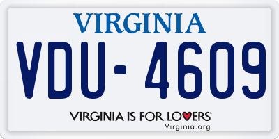 VA license plate VDU4609