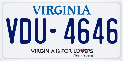 VA license plate VDU4646
