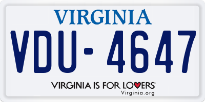 VA license plate VDU4647