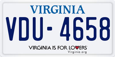 VA license plate VDU4658