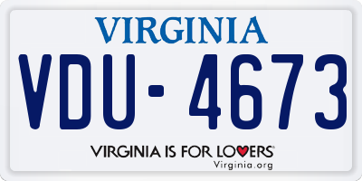 VA license plate VDU4673