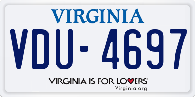 VA license plate VDU4697