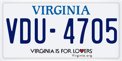 VA license plate VDU4705